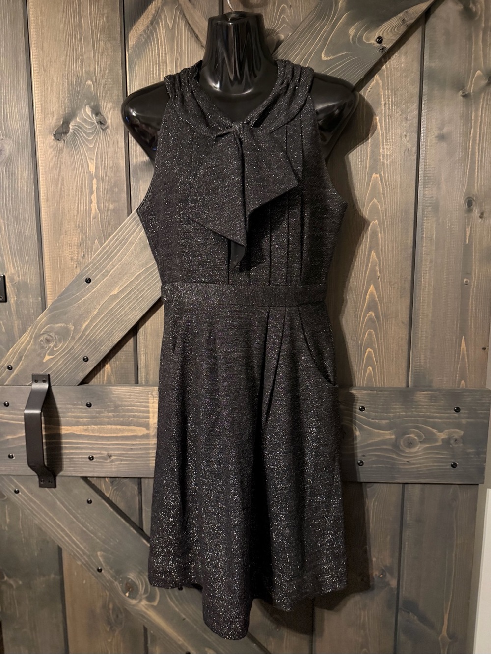 Kate Spade New York Look For The Silver Lining Sparkle Bow Neck Dress Size 2